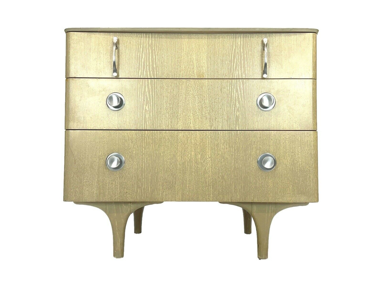 Mid Century, 1960's, 3 Drawer Taupe Coloured Veneer, Chest Of Drawers