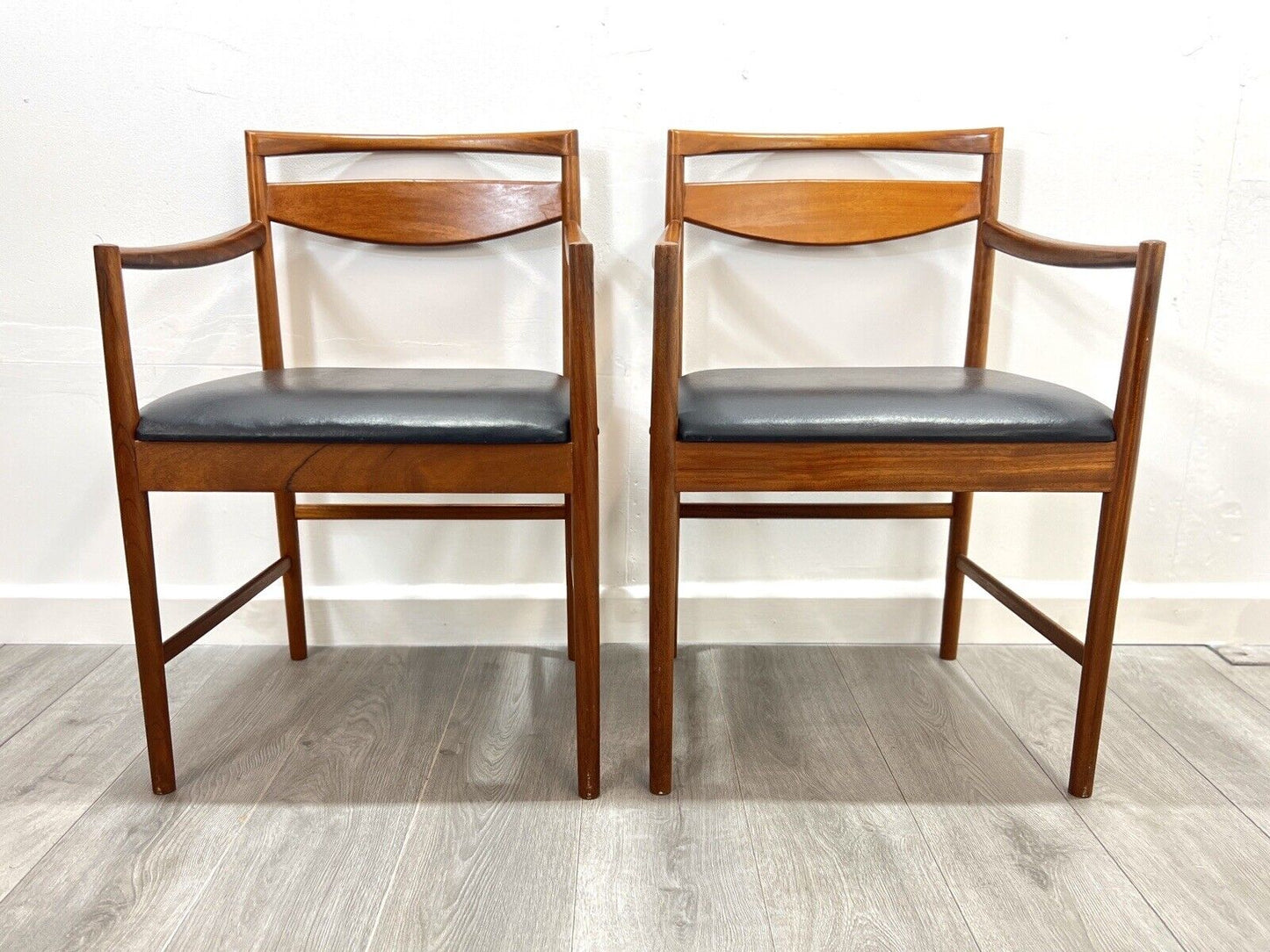 Mcintosh, Set of 6, Mid Century Teak Dining Chairs Including 2 Carvers