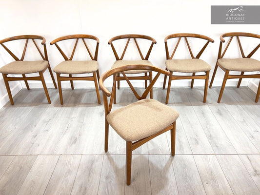 Set of 6, Henning Kjaernulf for Bruno Hansen, Wishbone Dining Chairs