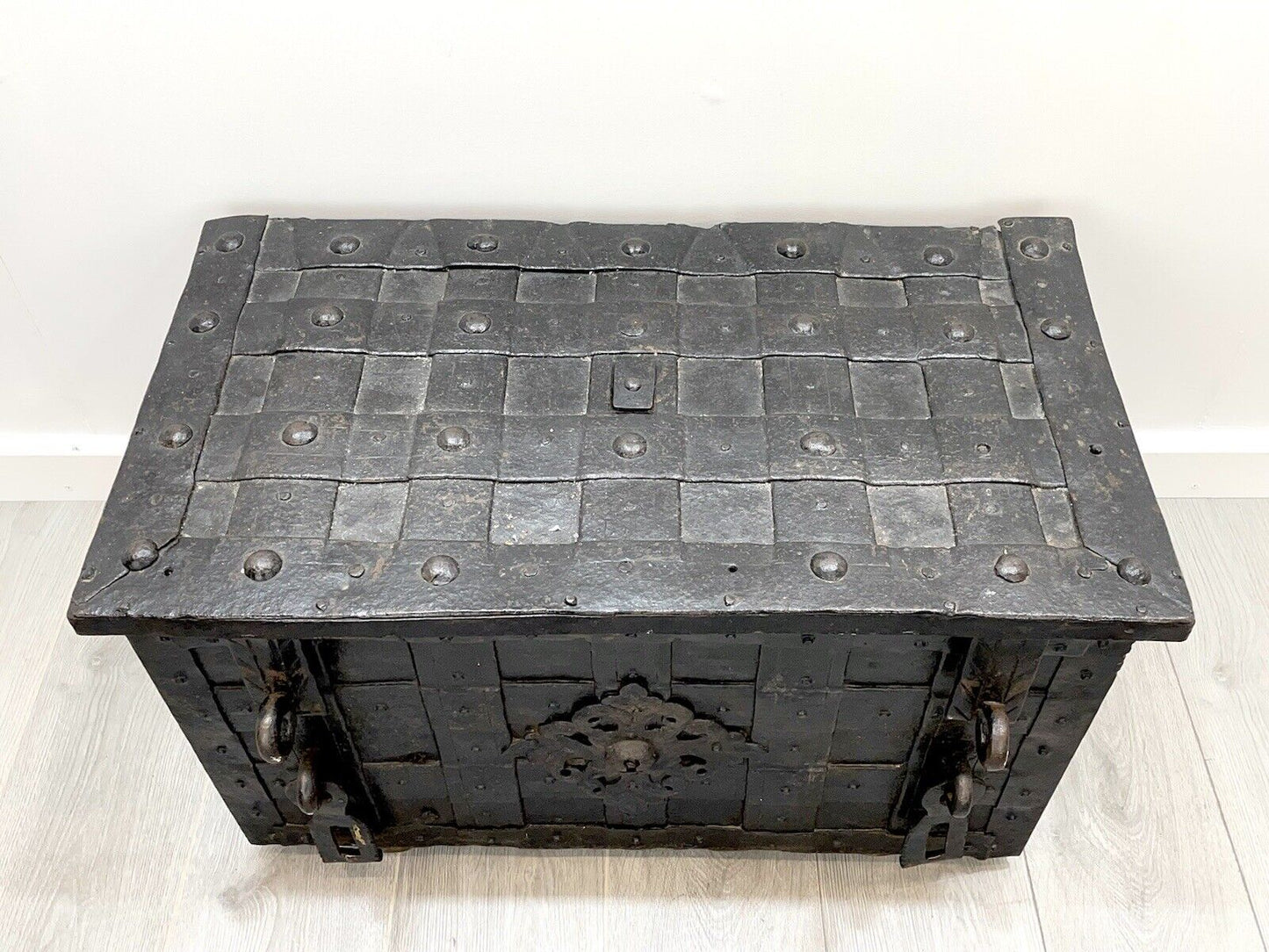 17th Century, Wrought Iron Strong Box / Armada Chest