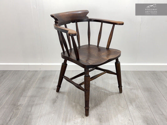 19th Century, Dark Elm Smokers Chair