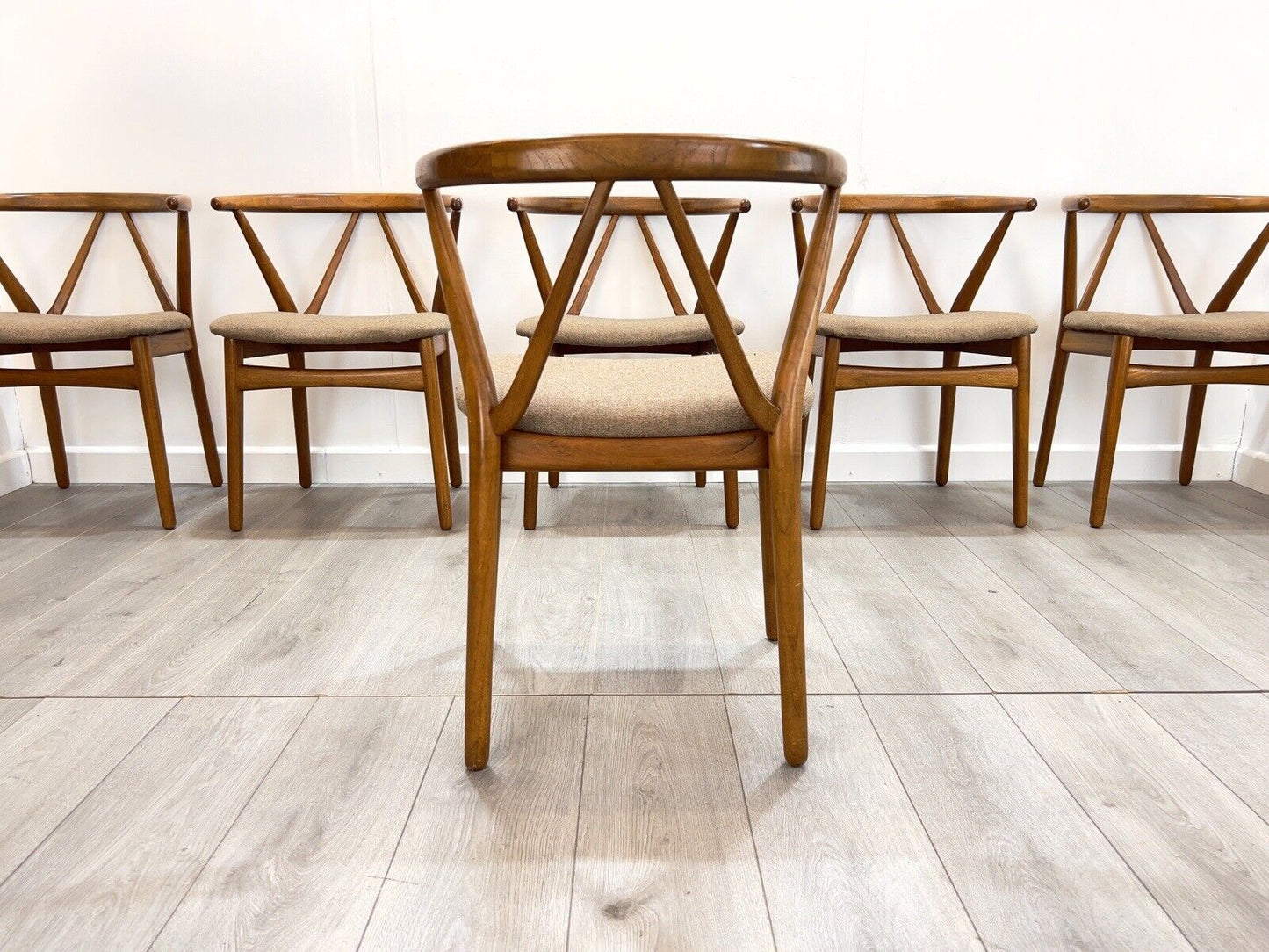 Set of 6, Henning Kjaernulf for Bruno Hansen, Wishbone Dining Chairs