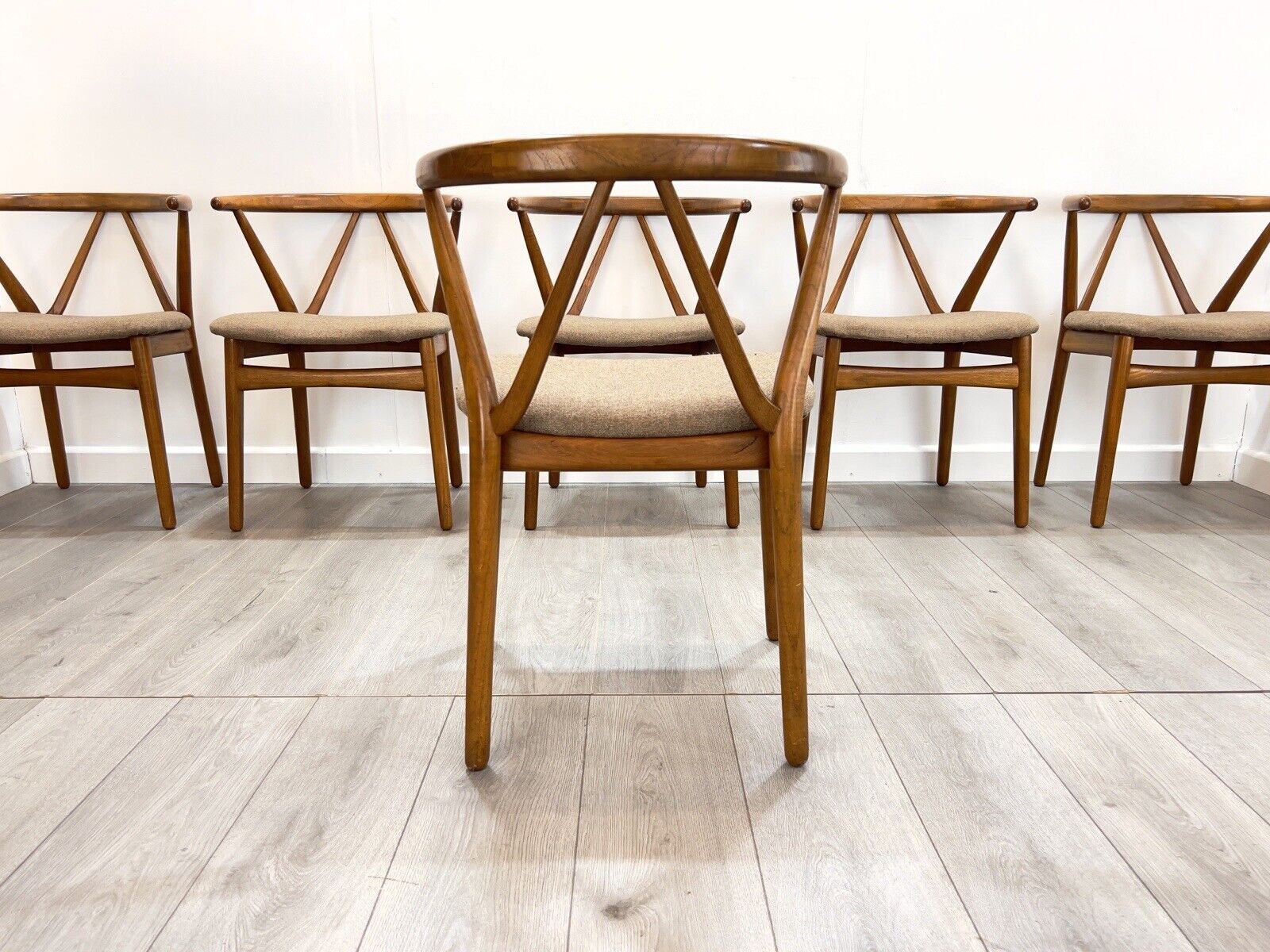 Set of 6, Henning Kjaernulf for Bruno Hansen, Wishbone Dining Chairs