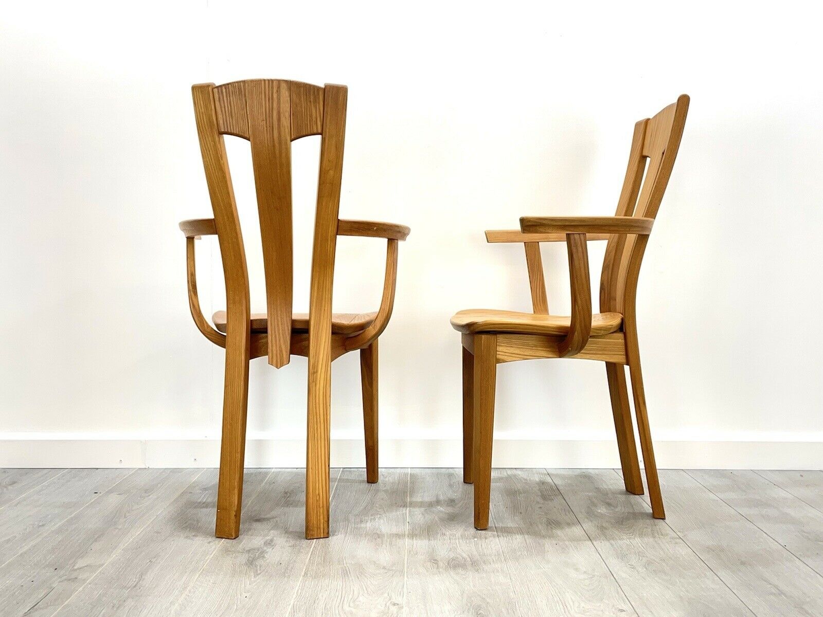 Set of 4, Elm Bentwood Danish / Scandinavian Dining Carver Chairs