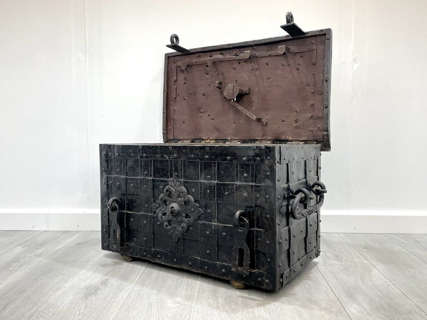 17th Century, Wrought Iron Strong Box / Armada Chest