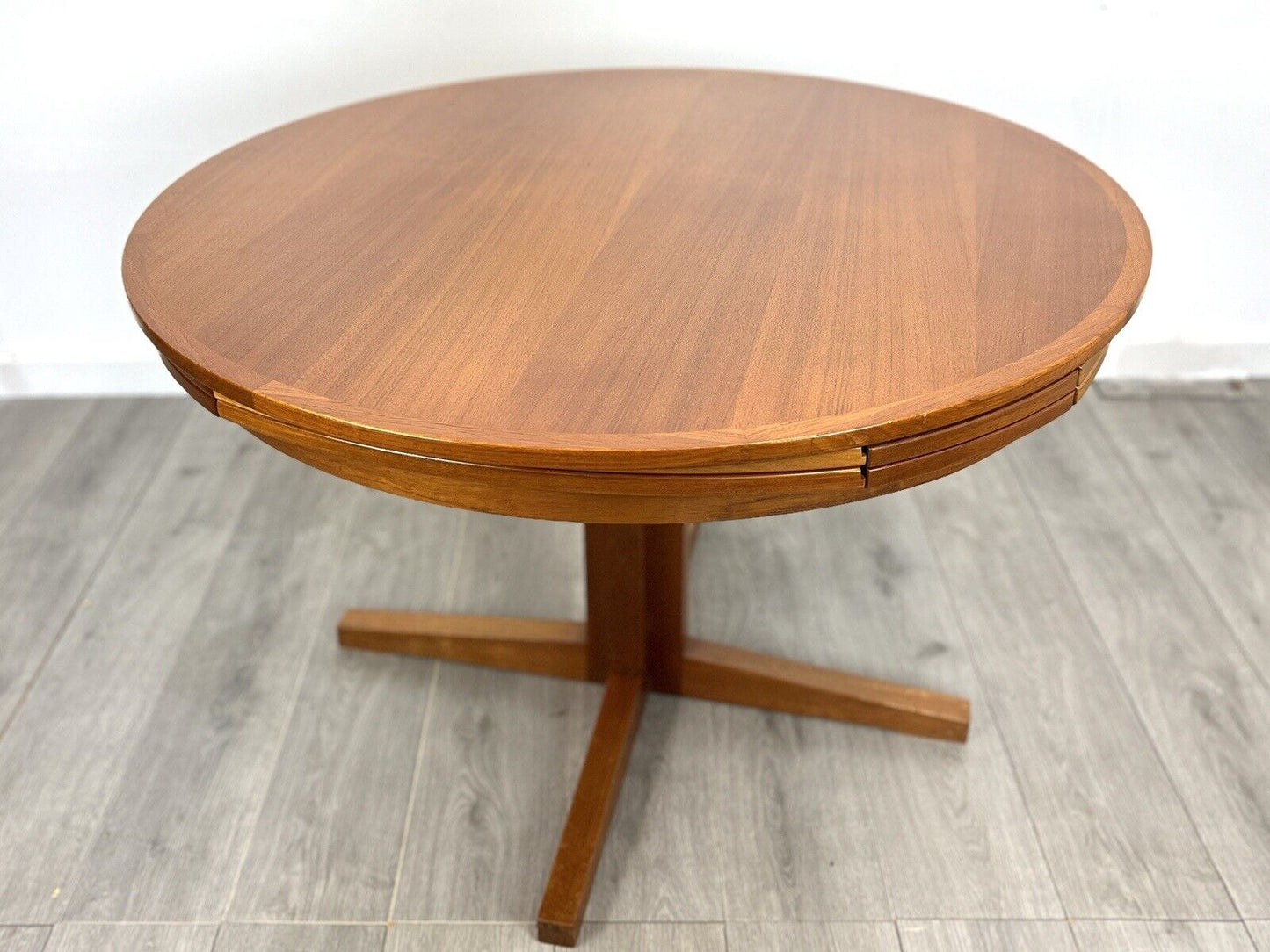 Dyrlund Lotus, Mid Century Circular Teak Extending Dining Table