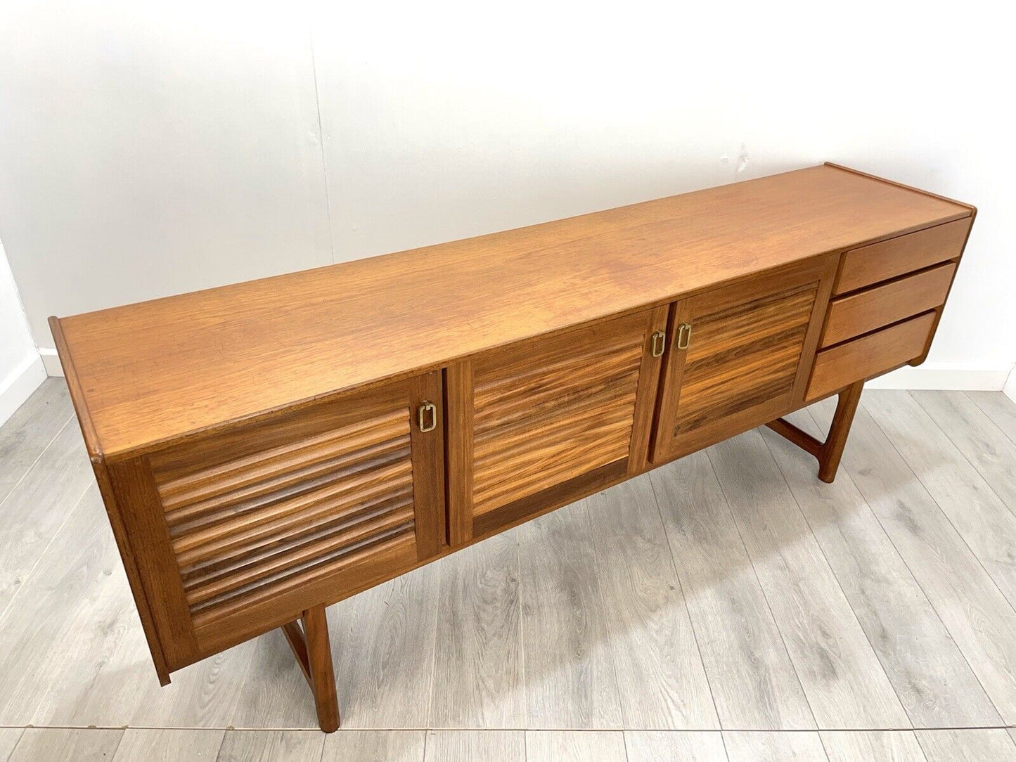 Mcintosh Of Kirkcaldy, Mid Century Teak, Louvred Door Sideboard / Credenza