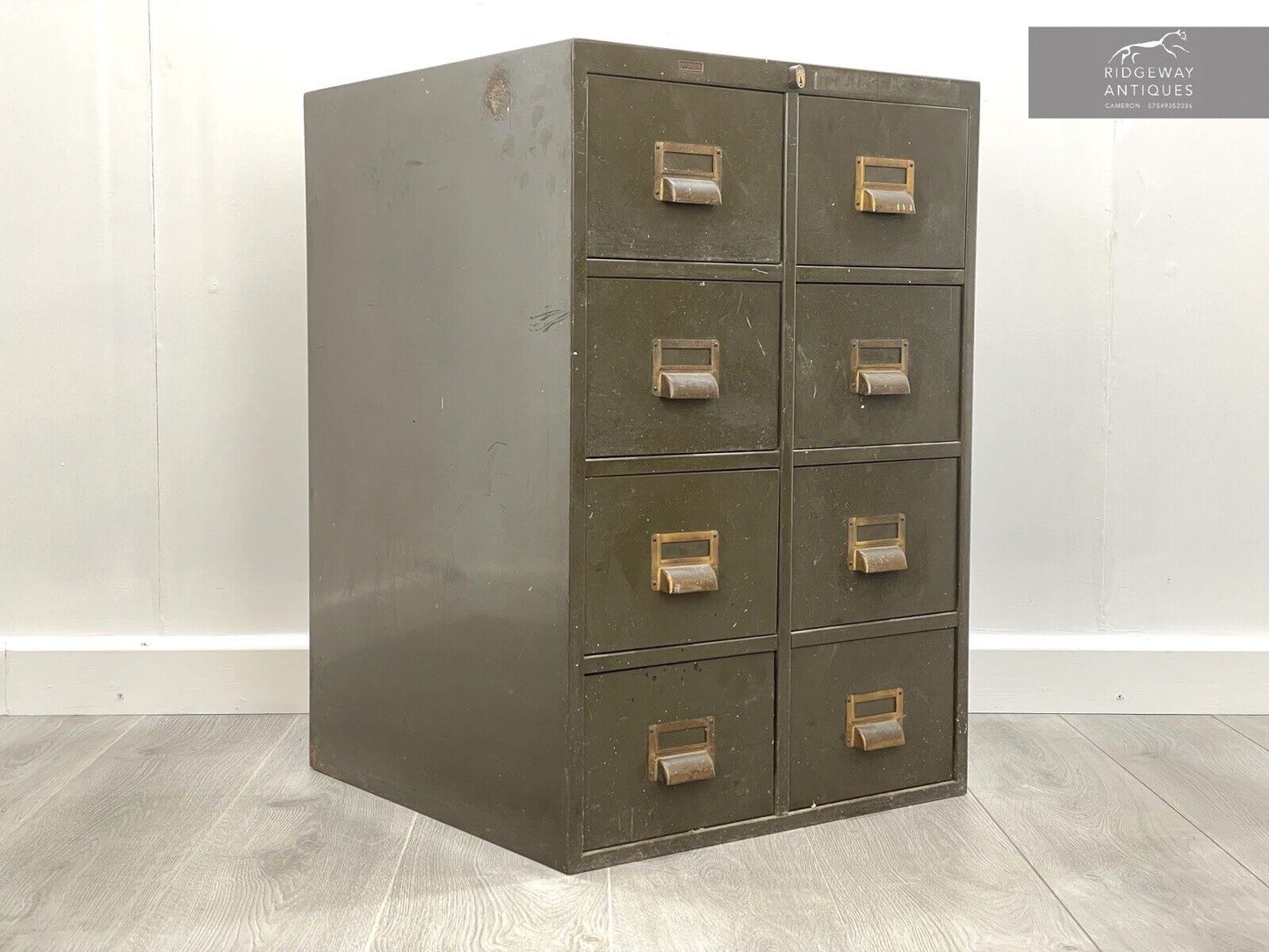 Roneo, Vintage 8 Drawer Filing / Index Cabinet in Dark Green