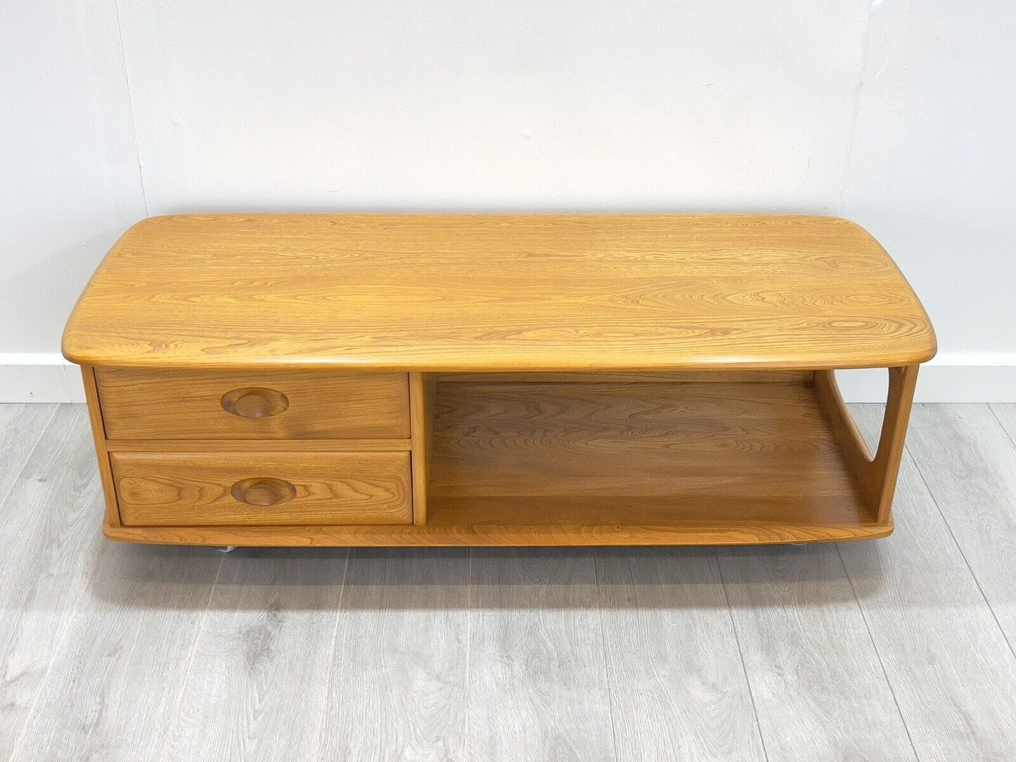 Ercol Model 844, Elm Minerva Coffee table with 2 drawers