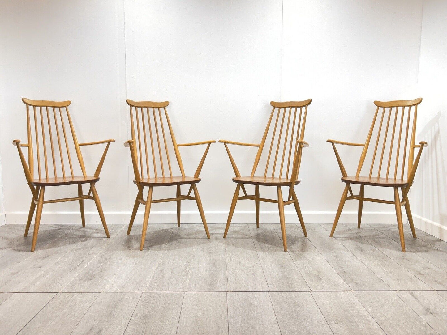 Ercol Goldsmith, Set of 4 Model 369A Mid Century Dining Chairs