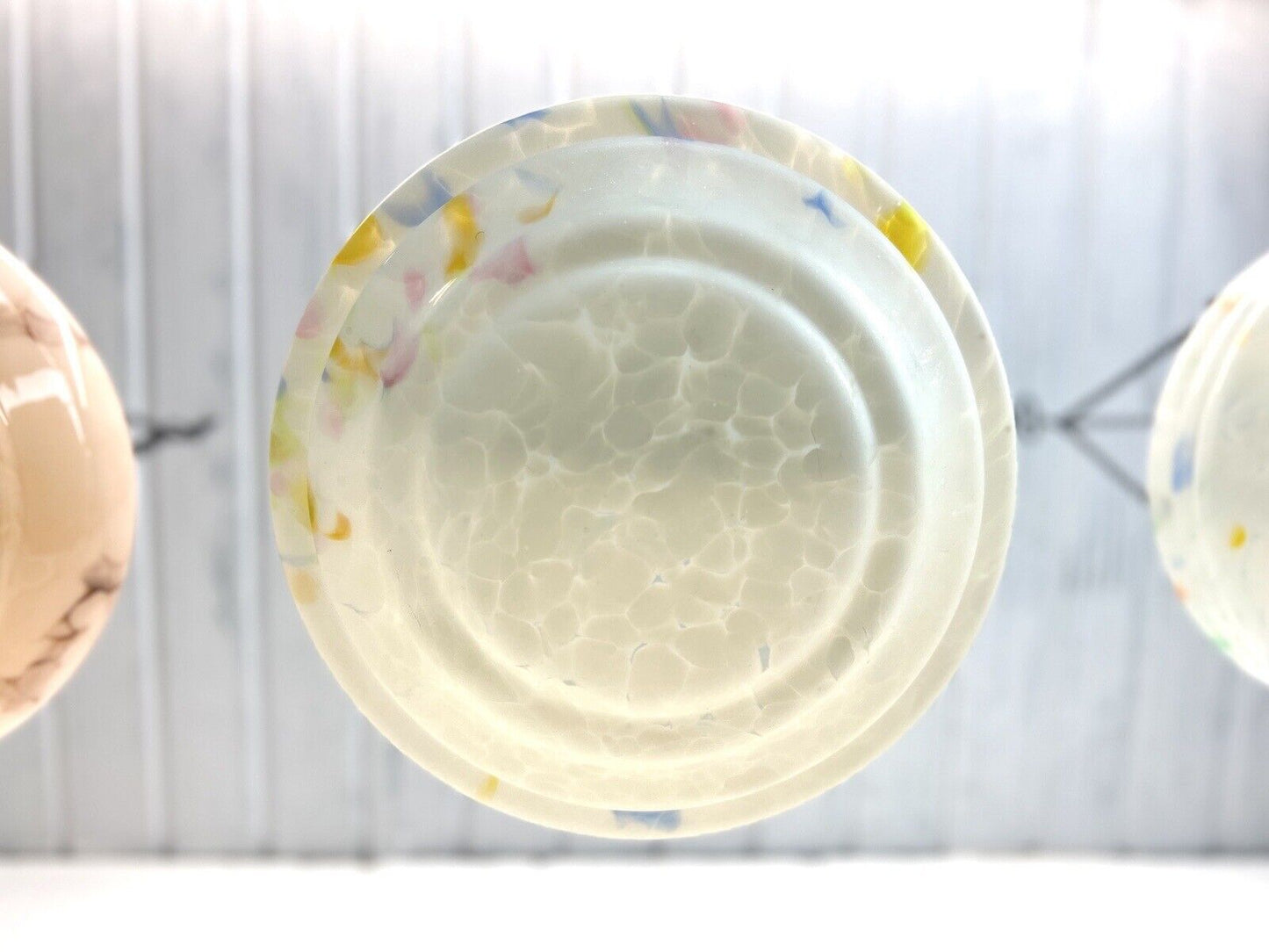 Art Deco, Multi-Coloured Glass Ceiling Light Shade / Bowl & Chain