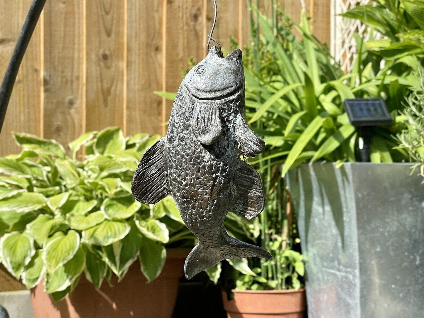 Bronzed Garden Statue of a Fishing Pixie / Elf