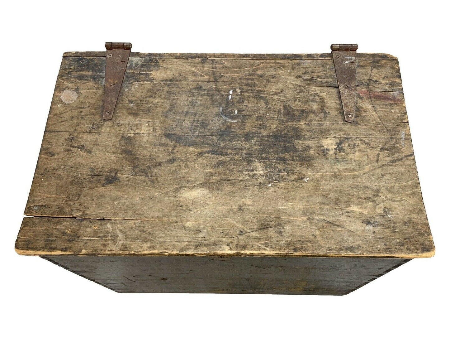 Antique - Painted Black Pine Box / Trunk