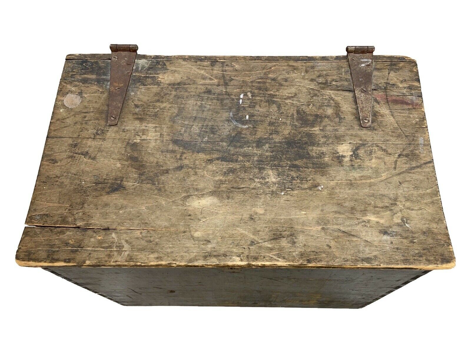 Antique - Painted Black Pine Box / Trunk