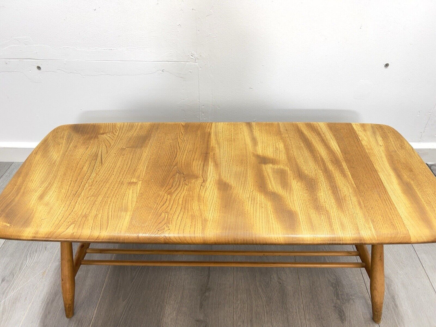 Ercol Model 459, Mid Century Elm Coffee Table with Magazine Rack - Blue Label