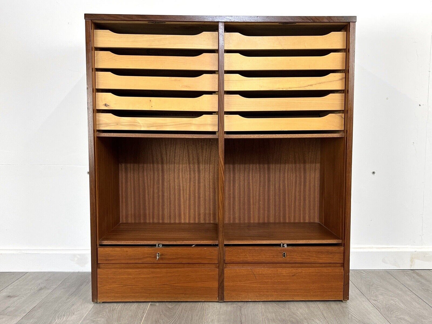 Vintage Danish Tambour Double Filing Cabinet