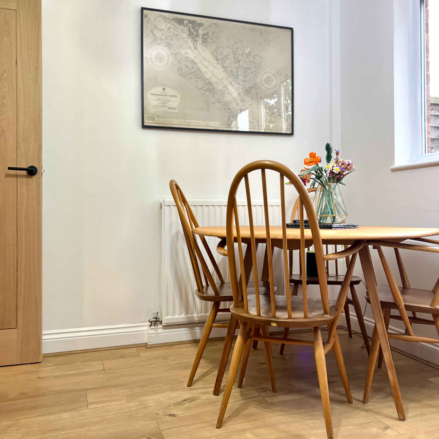 Styled dining room with vintage furniture for event hire and shoots