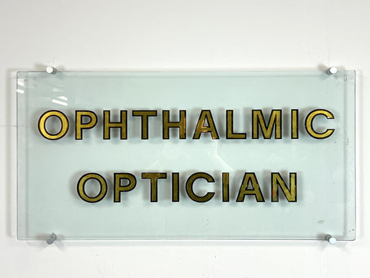 Vintage Ophthalmic Optician Hand Painted Glass Sign