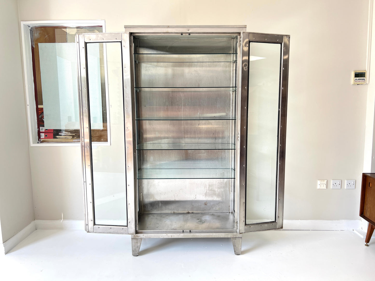 20th Century Stainless Steel & Glass Medical Cabinet