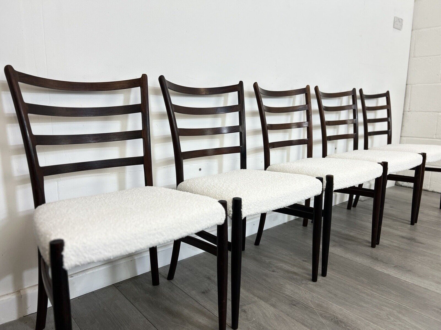 Johannes Andersen, Set of 5 Mid Century Rosewood Dining Chairs