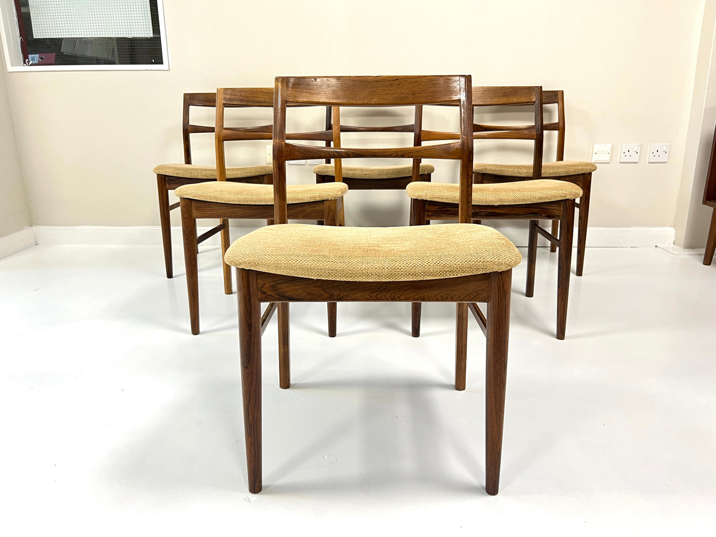 Henning Kjaernulf, Set of 6 Mid Century Danish Rosewood Dining Chairs