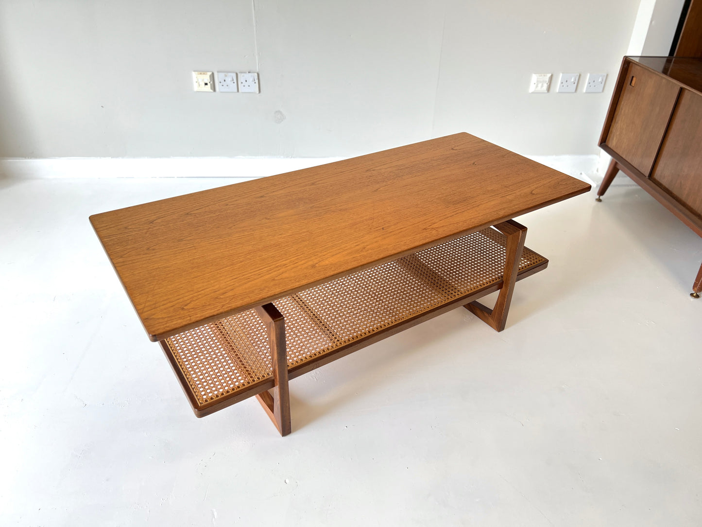 G Plan Quadrille, Mid Century Teak & Cane Coffee Table