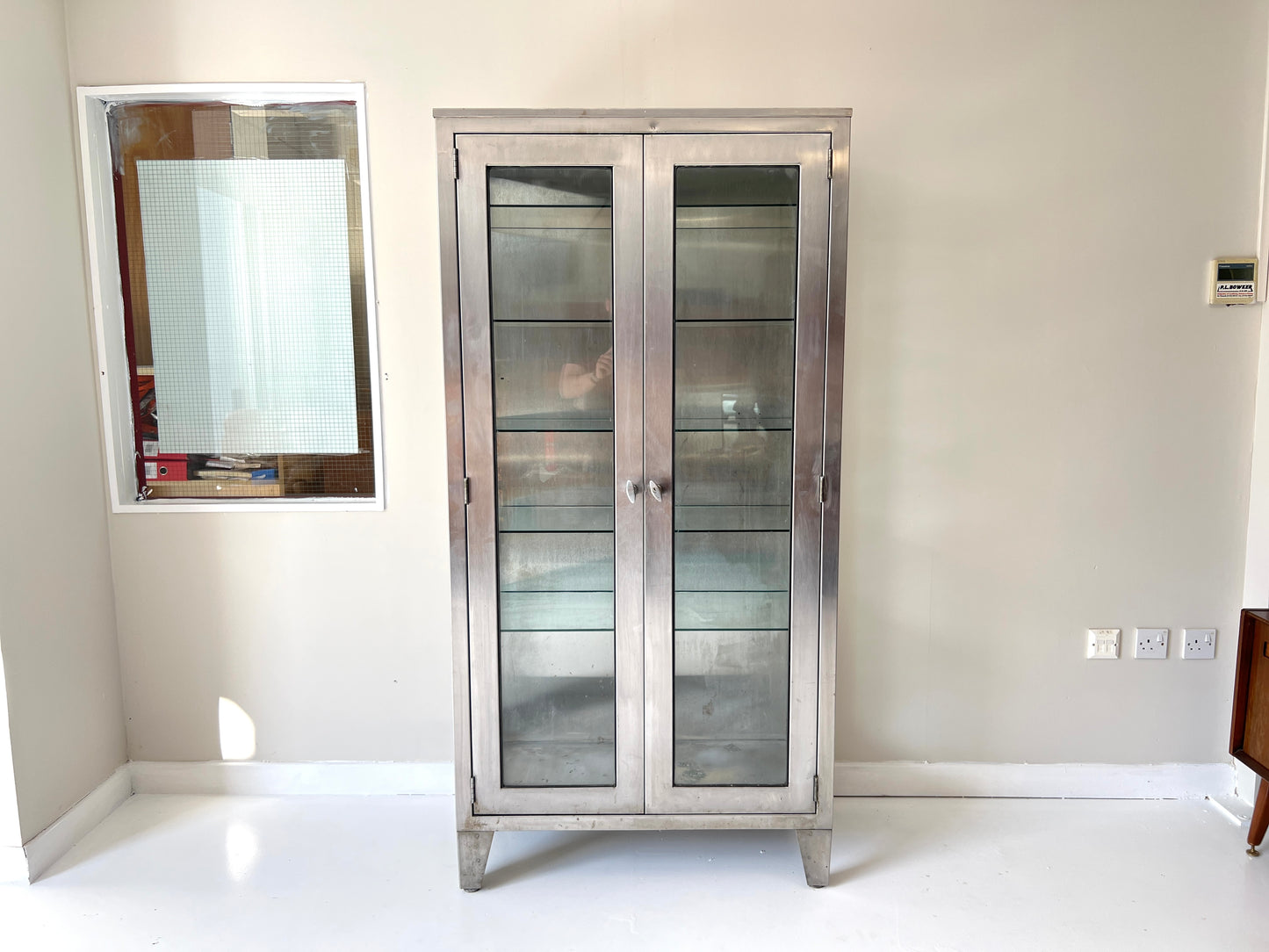 20th Century Stainless Steel & Glass Medical Cabinet