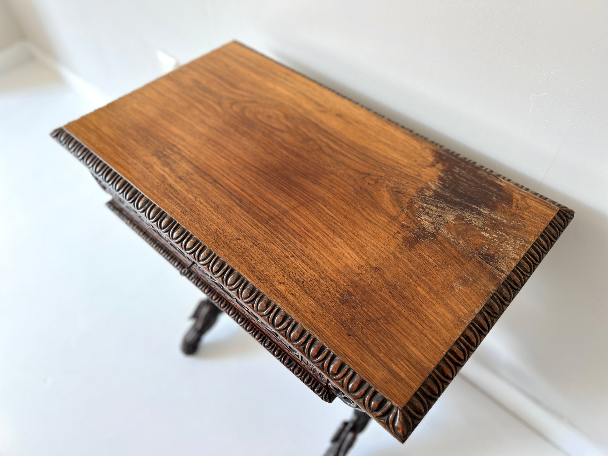 19th Century Anglo-Indian Carved Rosewood Writing Desk