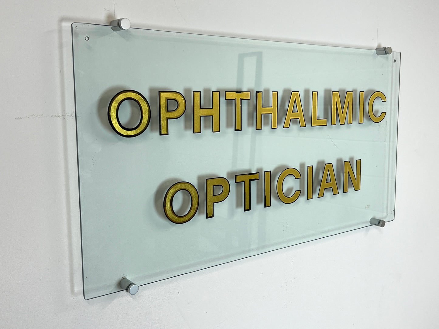 Vintage Ophthalmic Optician Hand Painted Glass Sign