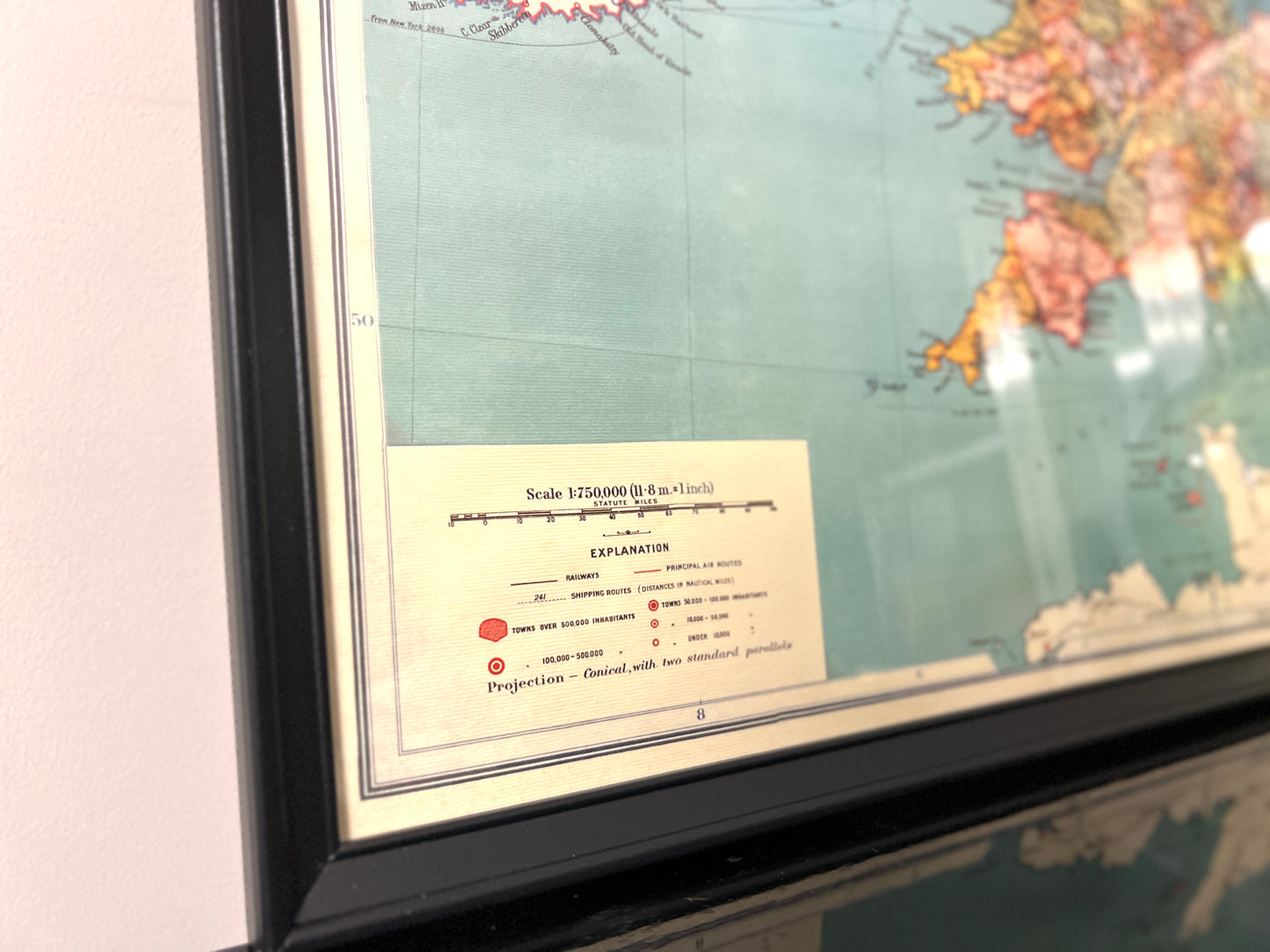 School Room Map of the British Isles, Framed Vintage Print