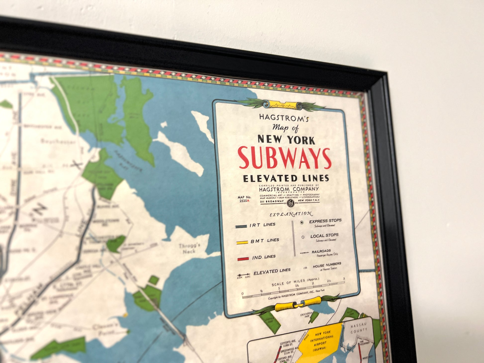 New York Subways Map, Framed Vintage Print