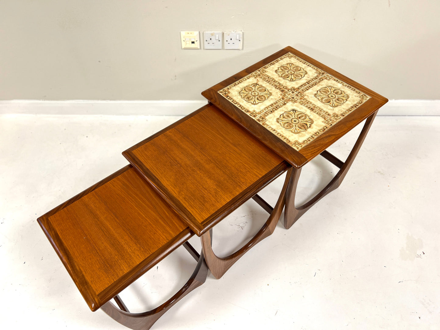 G Plan Astro, Nest of 3 Teak Tiled Tables