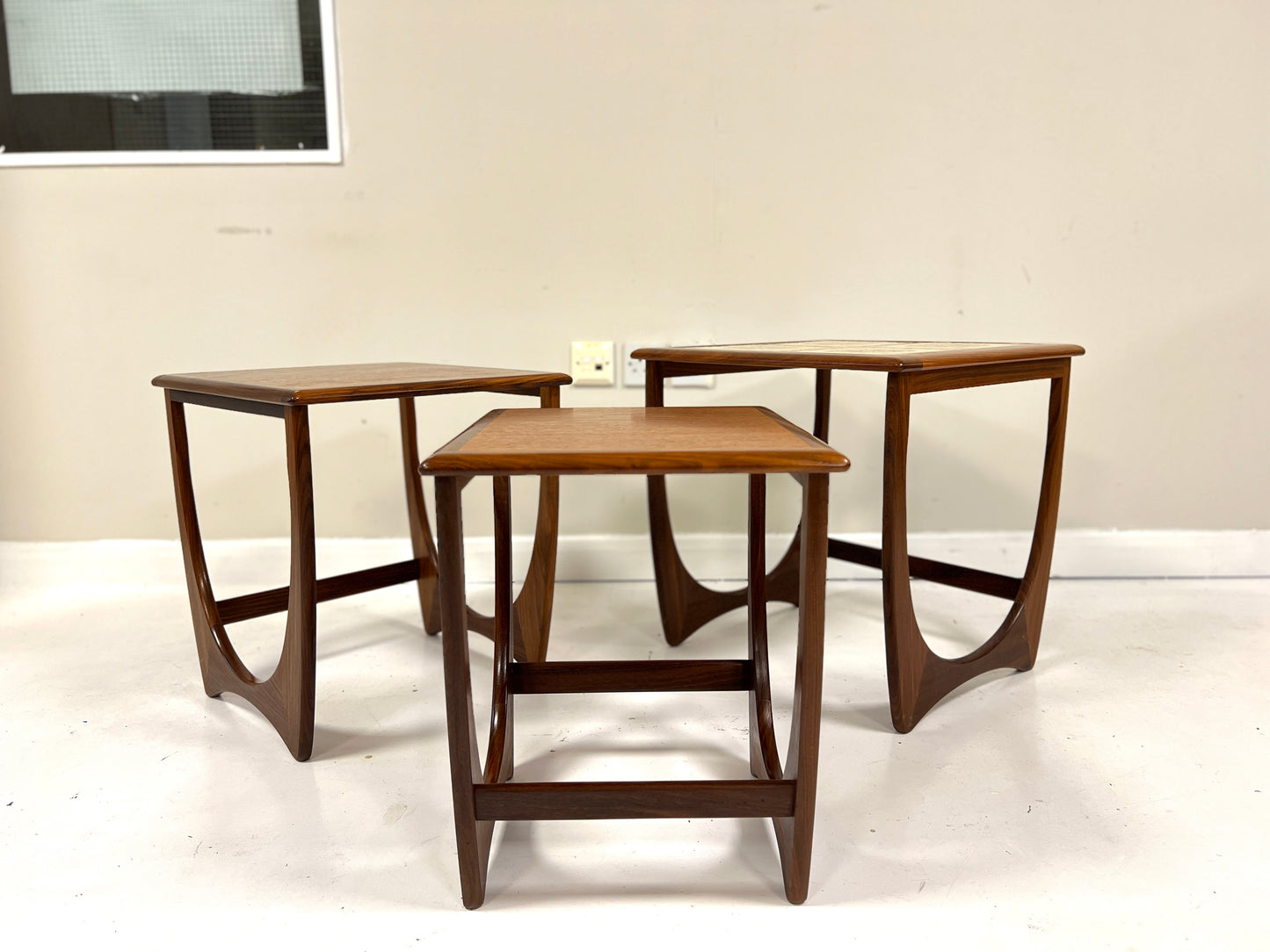 G Plan Astro, Nest of 3 Teak Tiled Tables