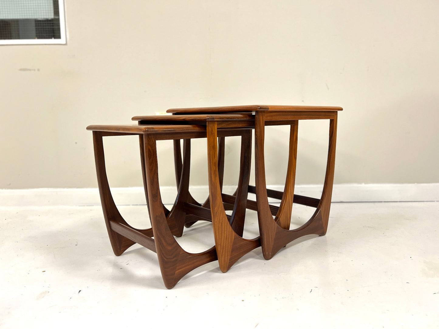 G Plan Astro, Nest of 3 Teak Tiled Tables