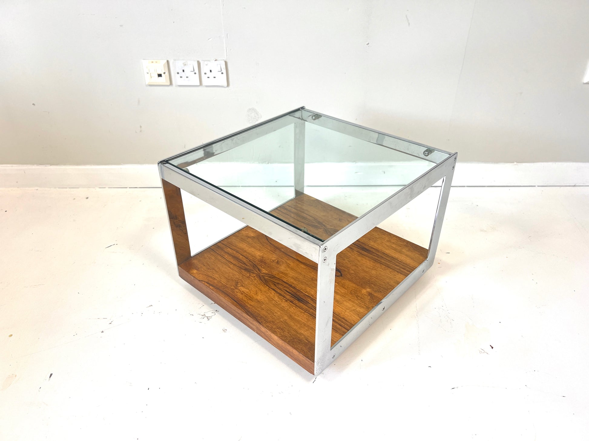 Merrow Associates, Rosewood & Chrome Coffee Table