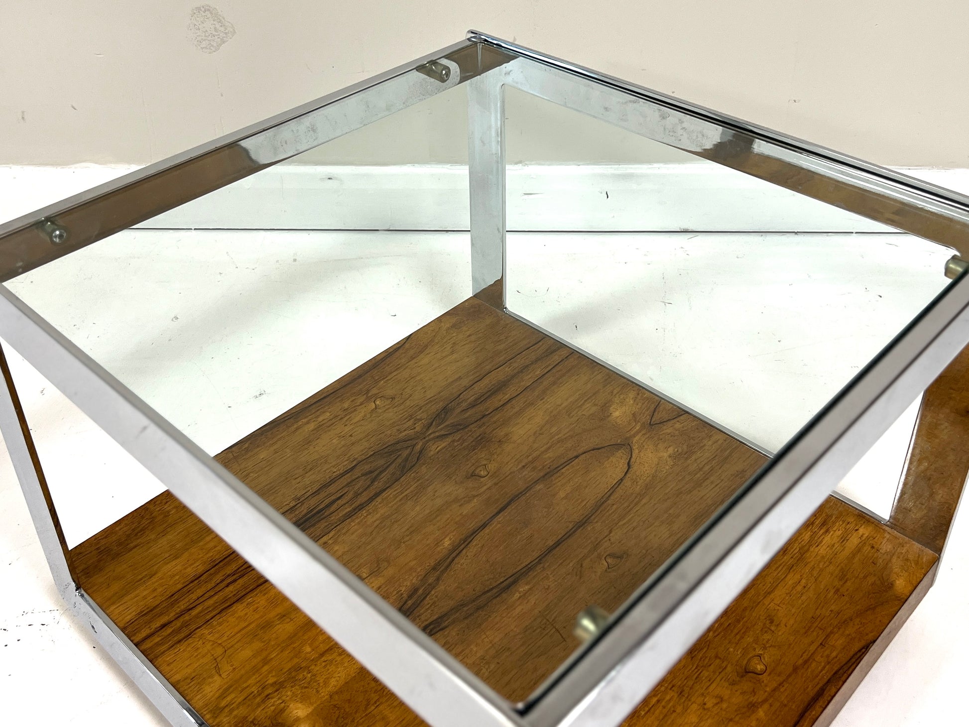 Merrow Associates, Rosewood & Chrome Coffee Table