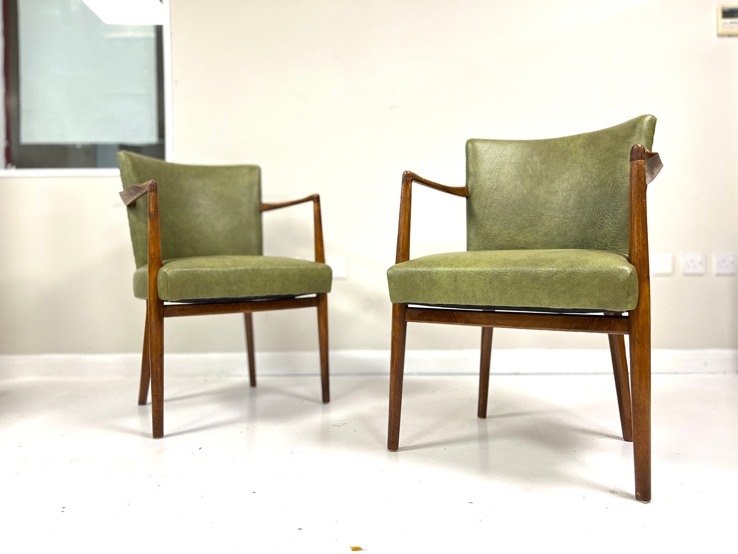 Pair of Mid-Century Teak & Leather Library or Dining Chairs