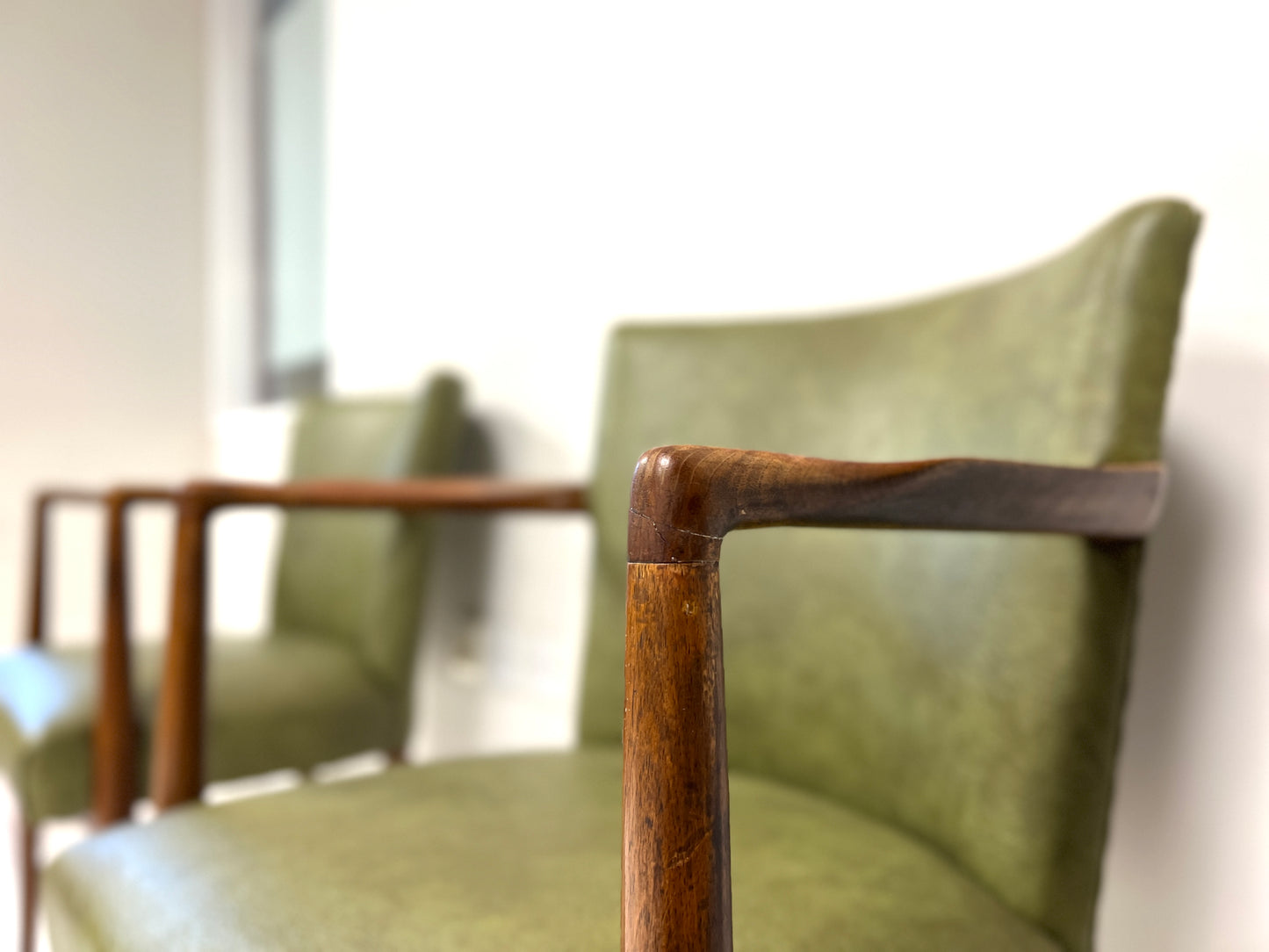 Pair of Mid-Century Teak & Leather Library or Dining Chairs