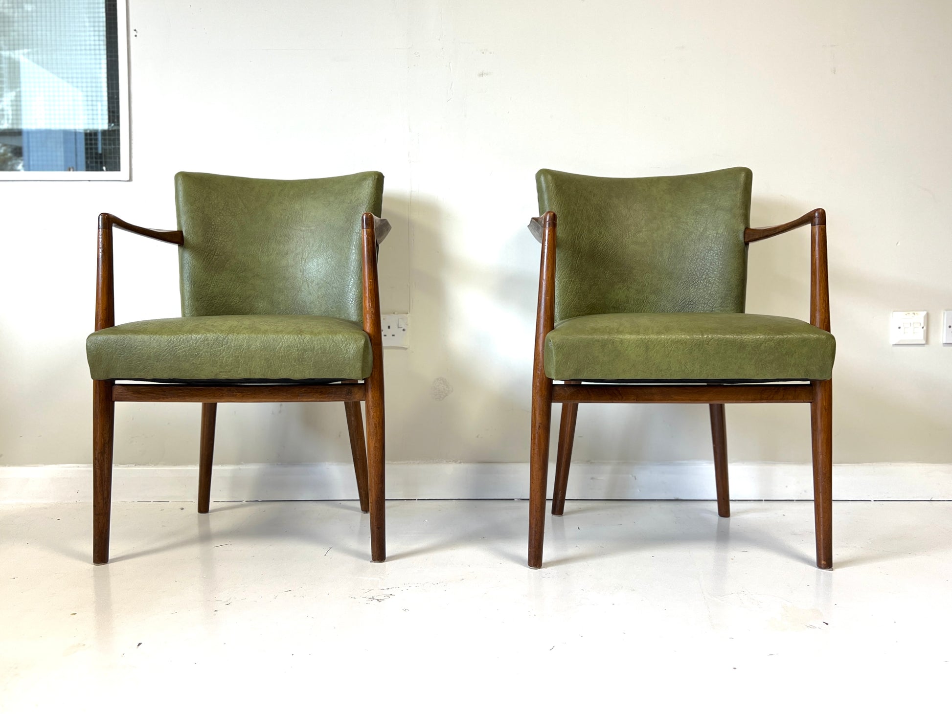 Pair of Mid-Century Teak & Leather Library or Dining Chairs