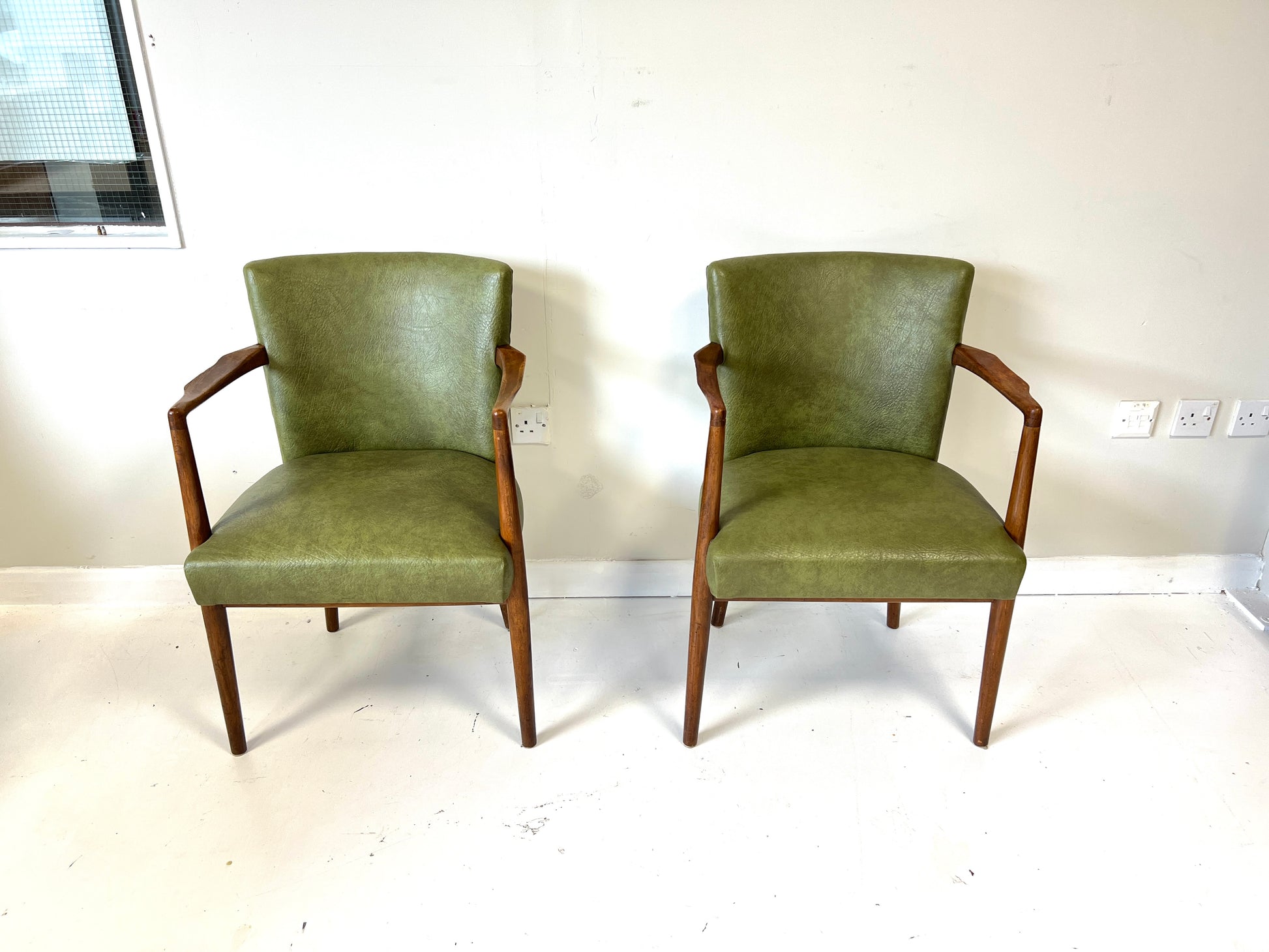 Pair of Mid-Century Teak & Leather Library or Dining Chairs