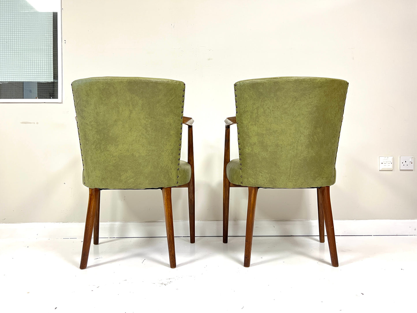 Pair of Mid-Century Teak & Leather Library or Dining Chairs