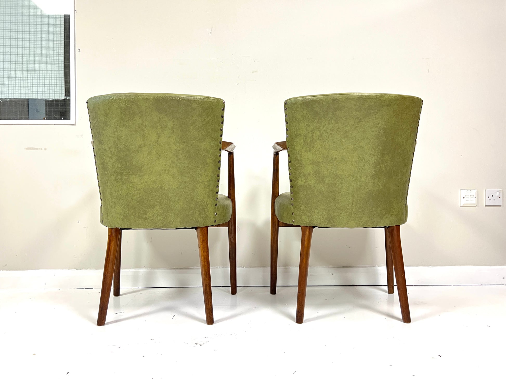 Pair of Mid-Century Teak & Leather Library or Dining Chairs