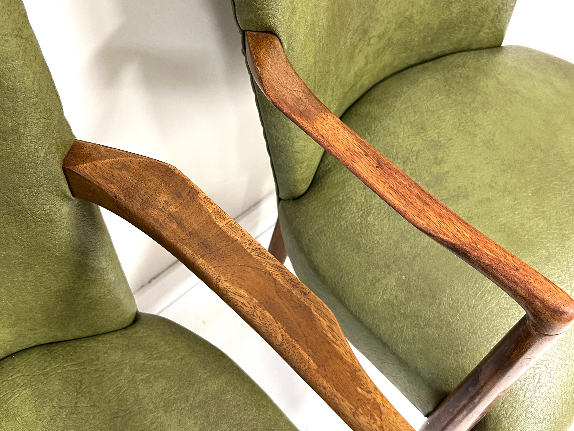 Pair of Mid-Century Teak & Leather Library or Dining Chairs