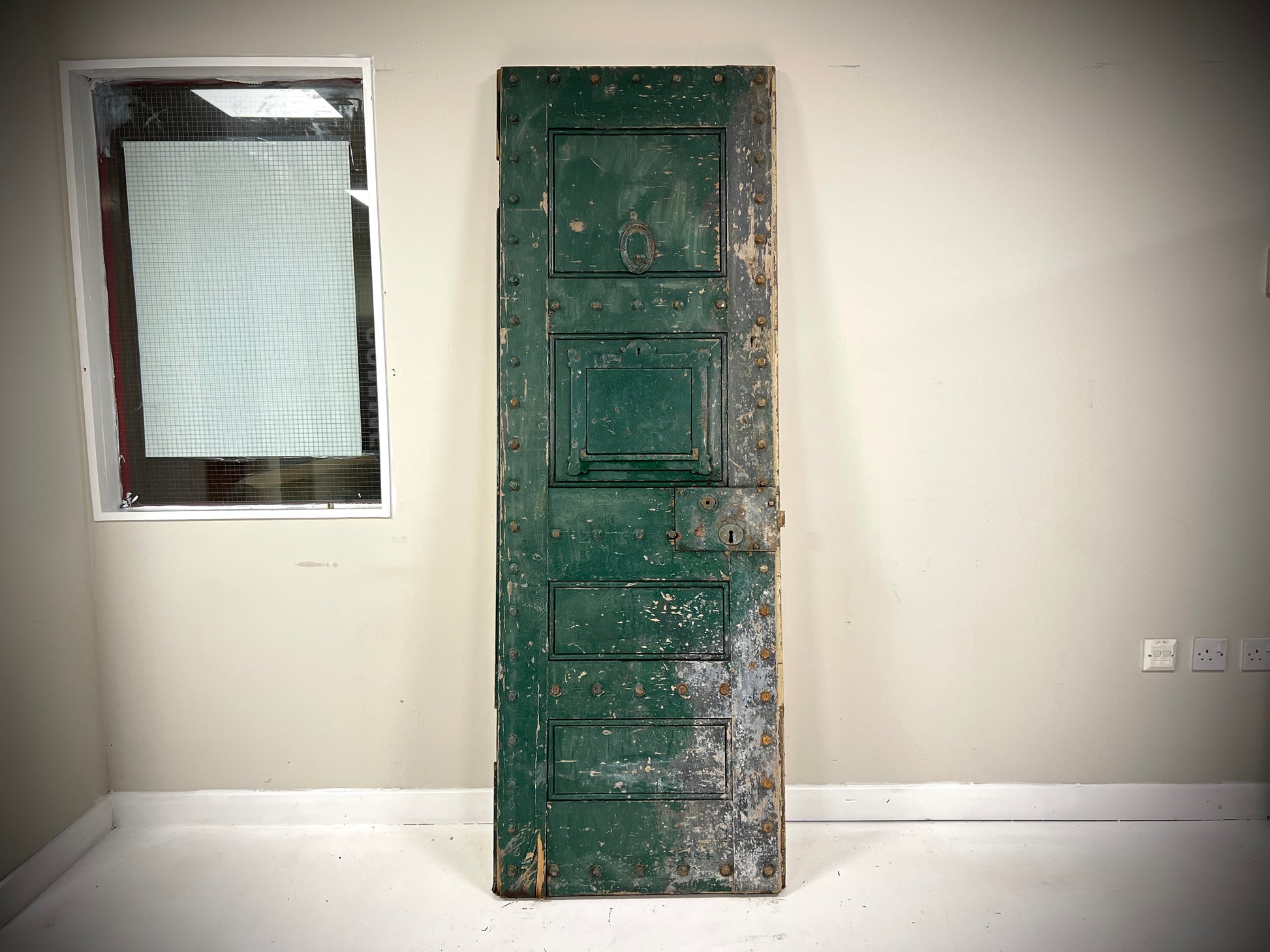 British, 19th Century, Oak & Steel Prison Door