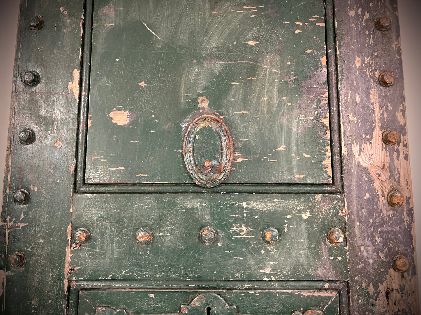 British, 19th Century, Oak & Steel Prison Door