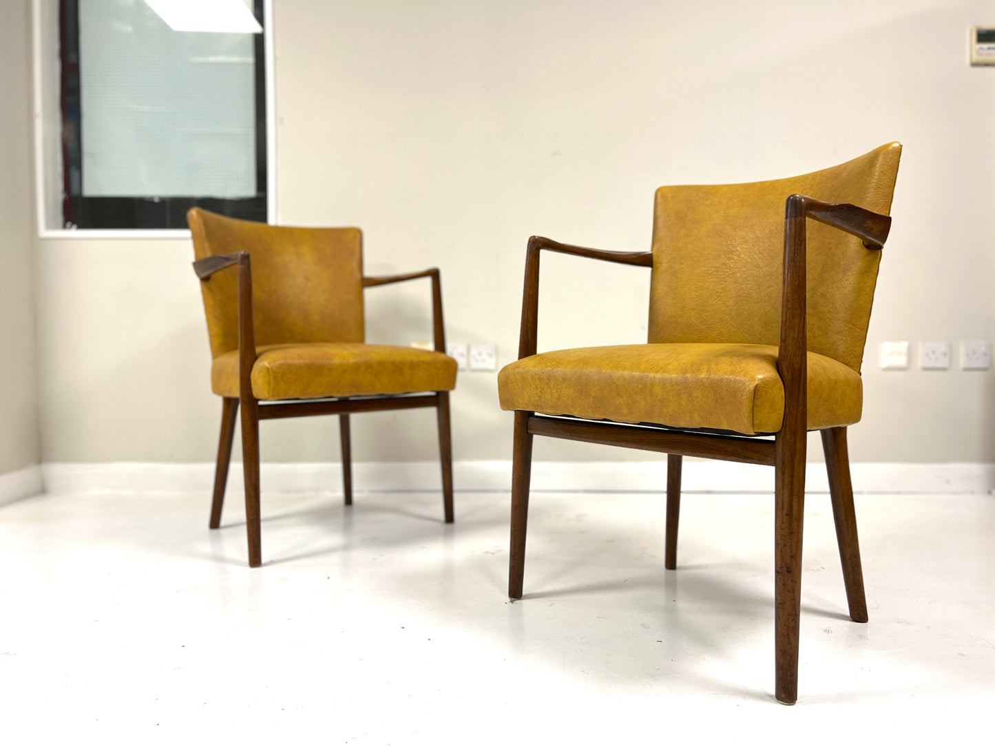 Pair of Mid-Century Teak & Leather Library or Dining Chairs