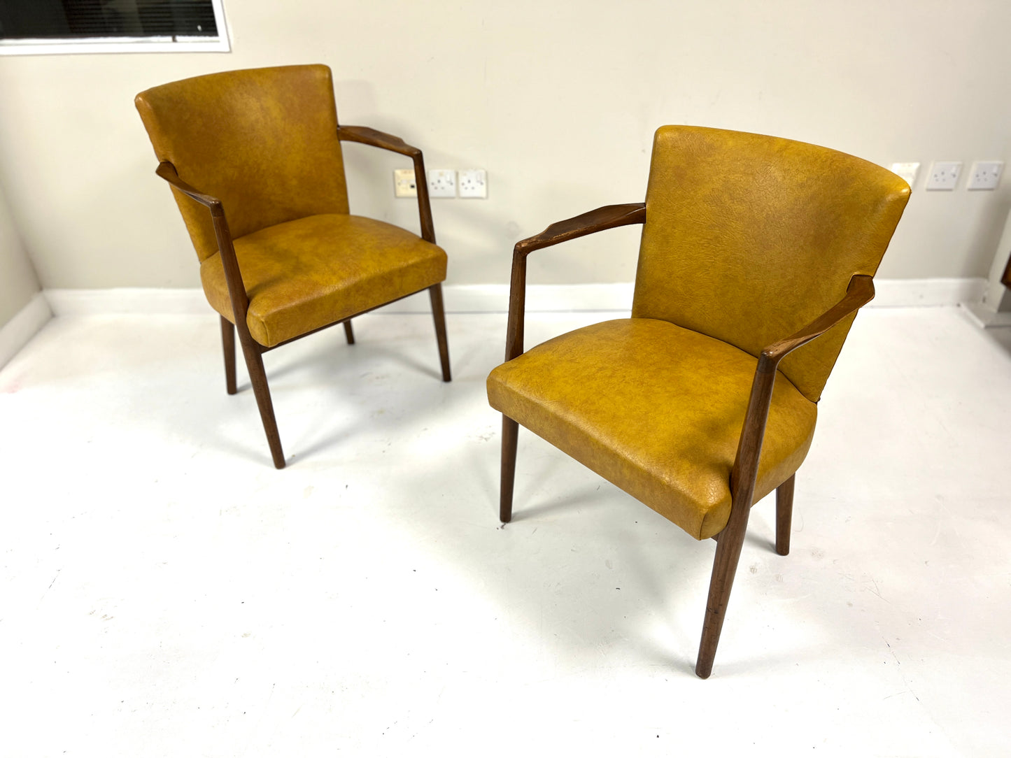 Pair of Mid-Century Teak & Leather Library or Dining Chairs