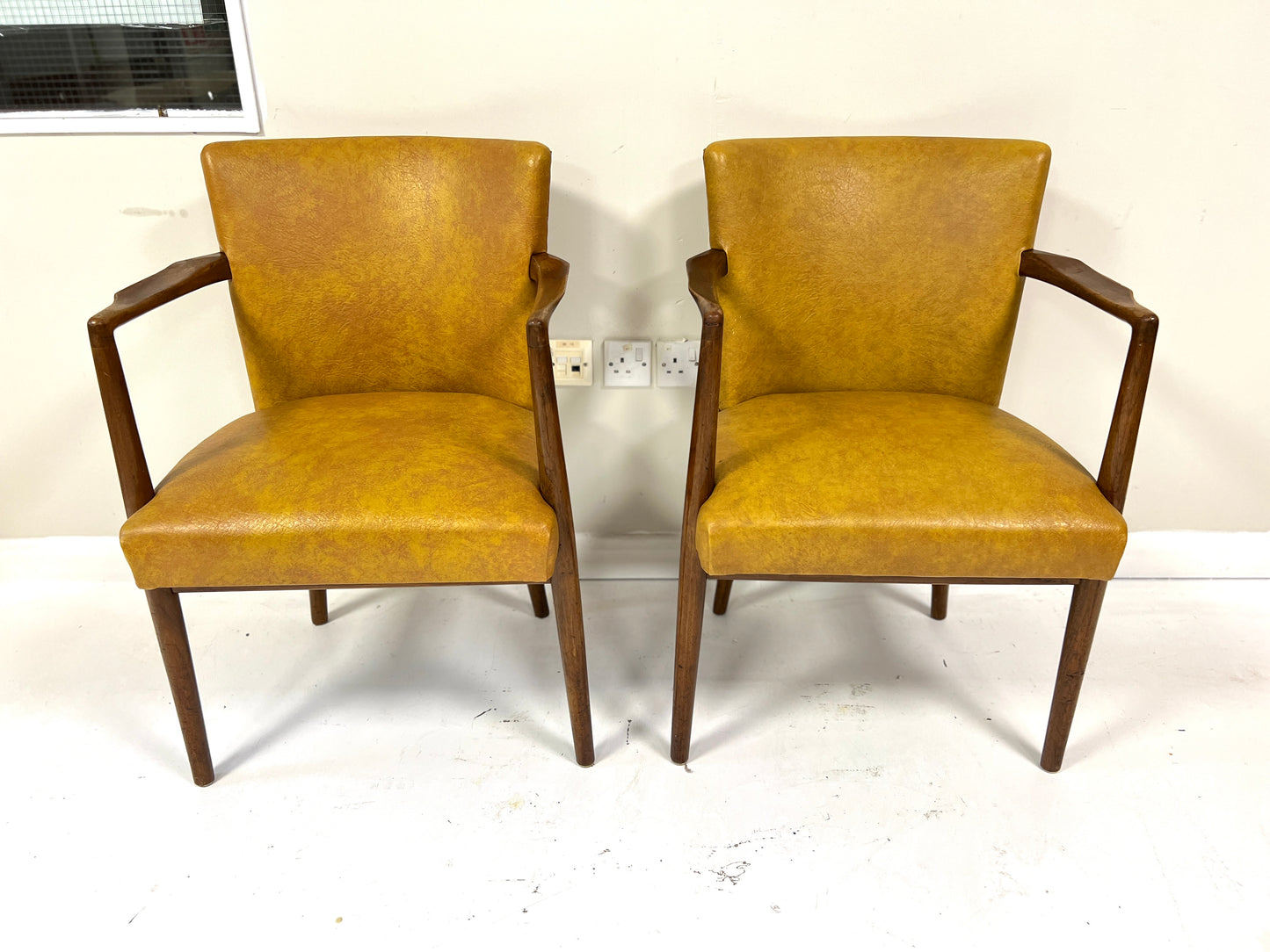 Pair of Mid-Century Teak & Leather Library or Dining Chairs