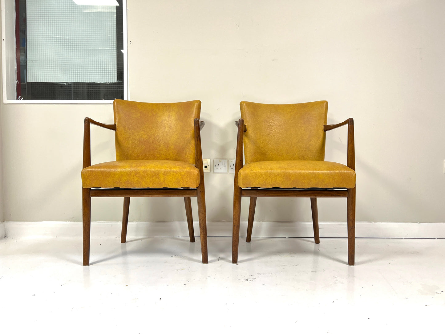 Pair of Mid-Century Teak & Leather Library or Dining Chairs