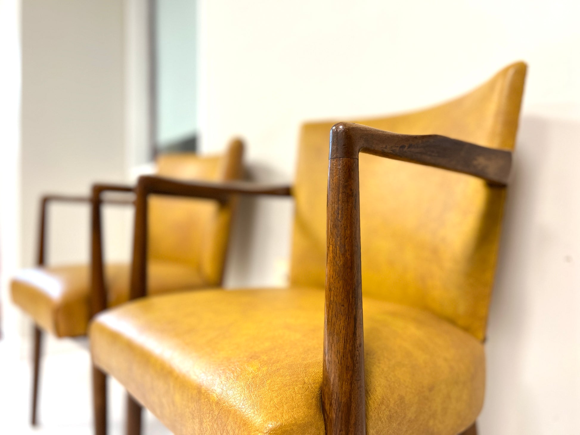 Pair of Mid-Century Teak & Leather Library or Dining Chairs